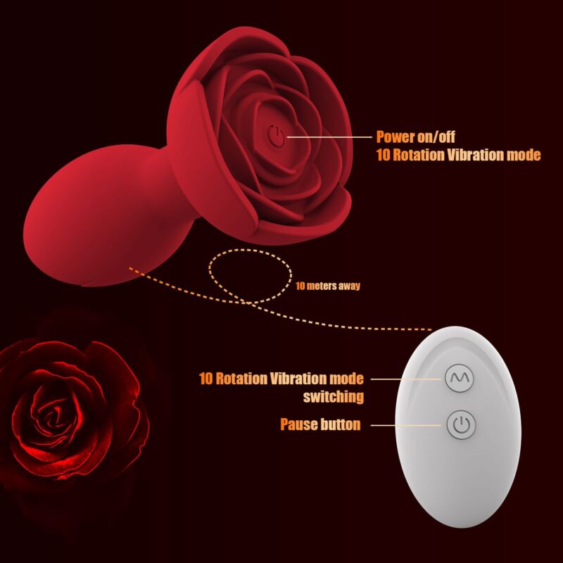 App Remote Control Rotating Anal Plug Silicone Black Red For Adults 10