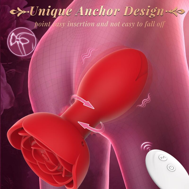 App Remote Control Rotating Anal Plug Silicone Black Red For Adults 11