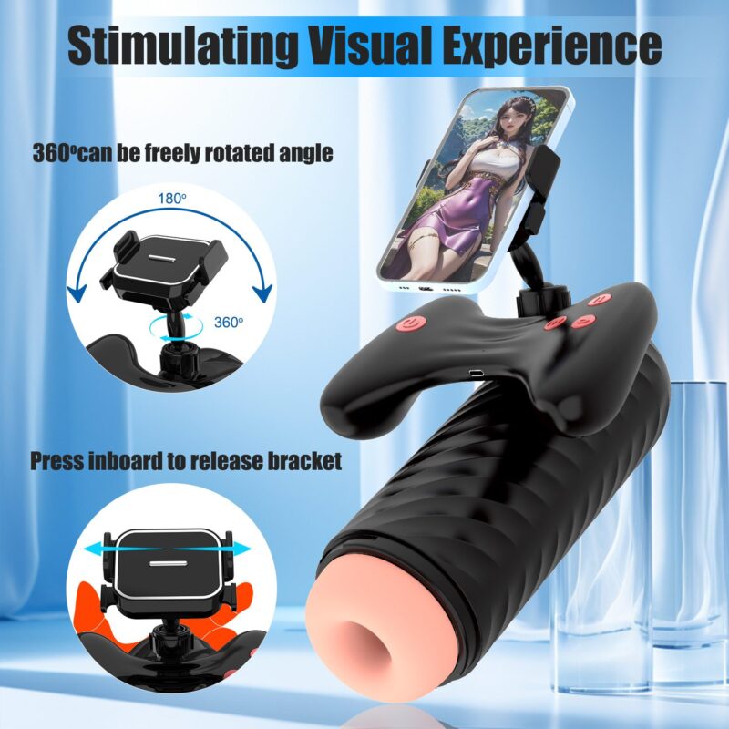 Male Electric Automatic Telescopic Vibrating Suction Masturbator With Phone Video Stand 7