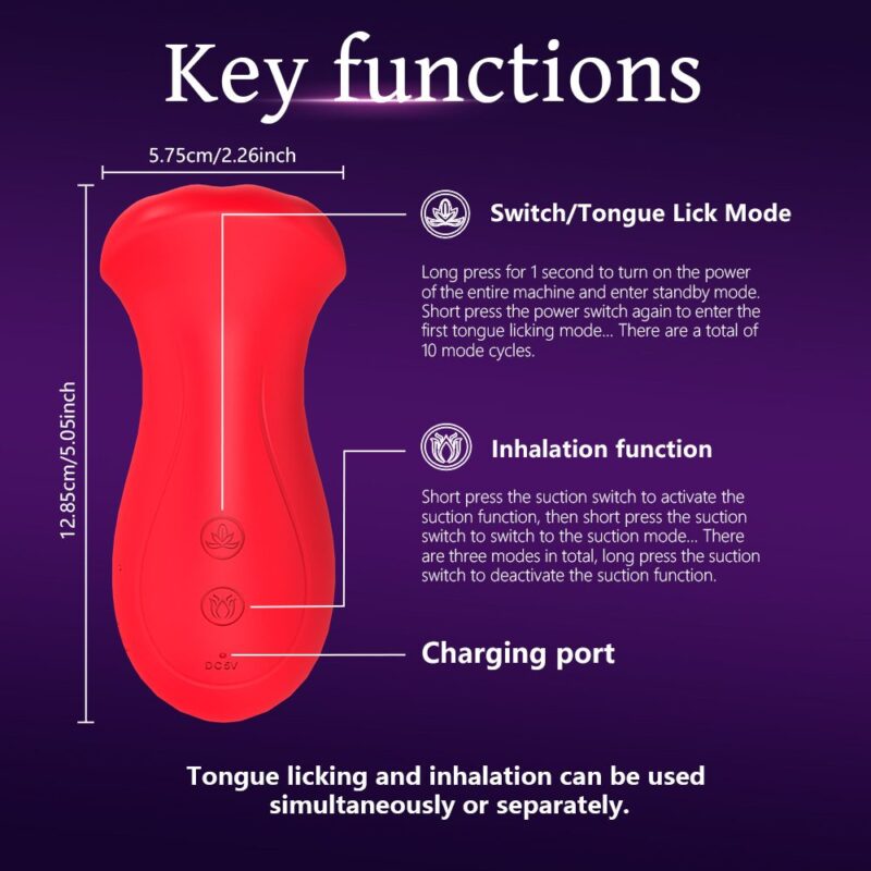 Red Lip Suction Tongue Lick Stim Quiet Custom Vibes Suctions Solo Female Intimacy 5