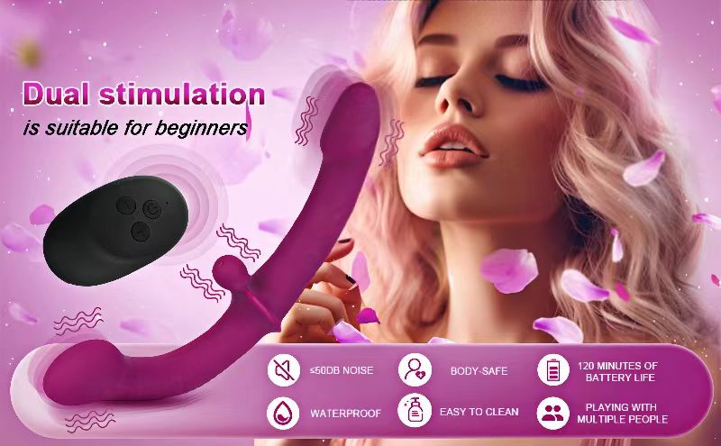 Remote Controlled Double Headed Dildo With Clitoral Stimulation For Adult Play 9