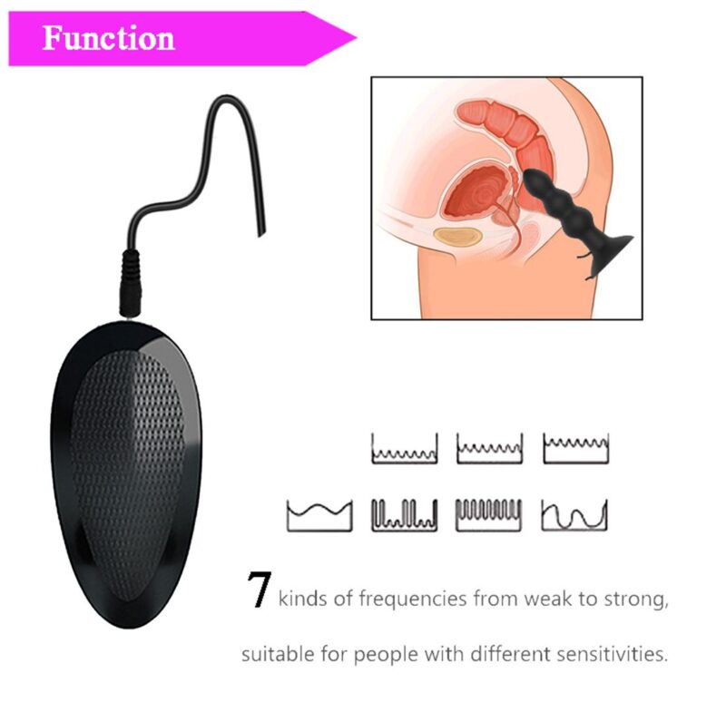 Waterproof 7 Speed Silicone Anal Beads Vibrator With Suction Base 10